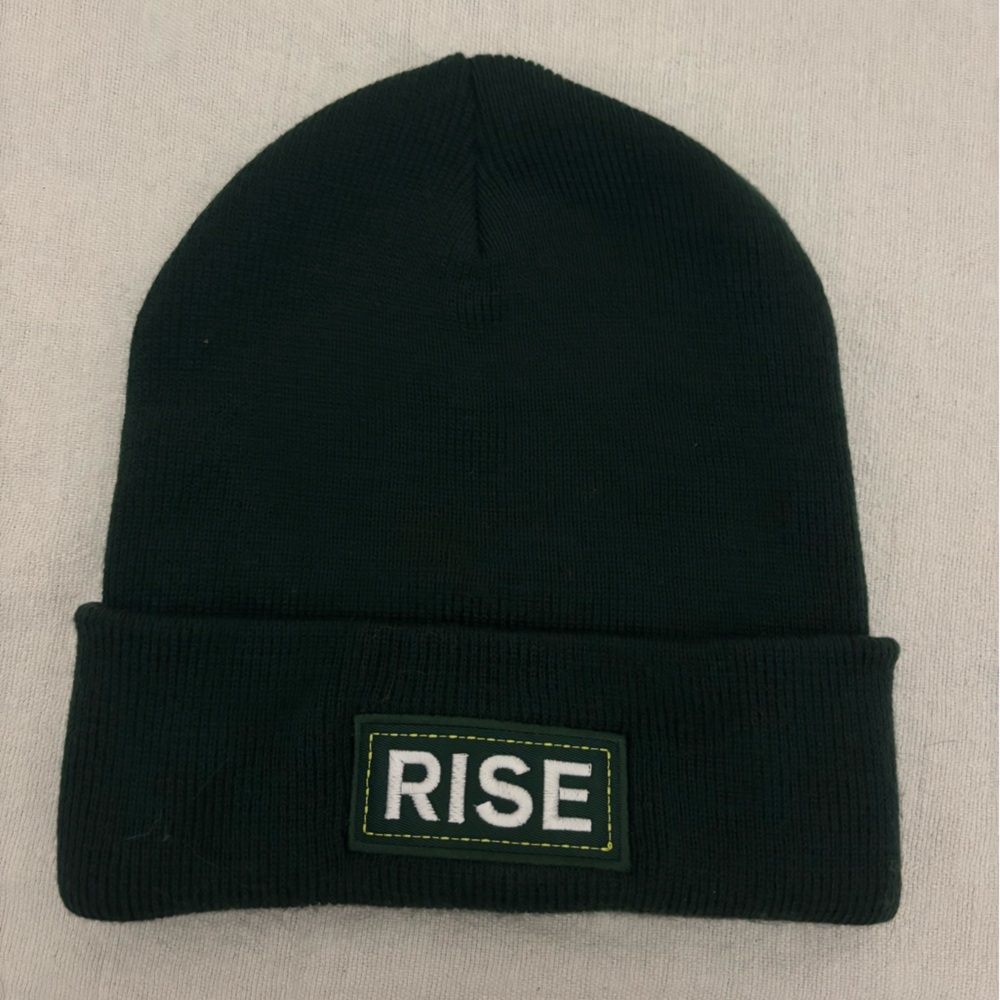 Dark Green Beanie with RISE Dispensaries Logo